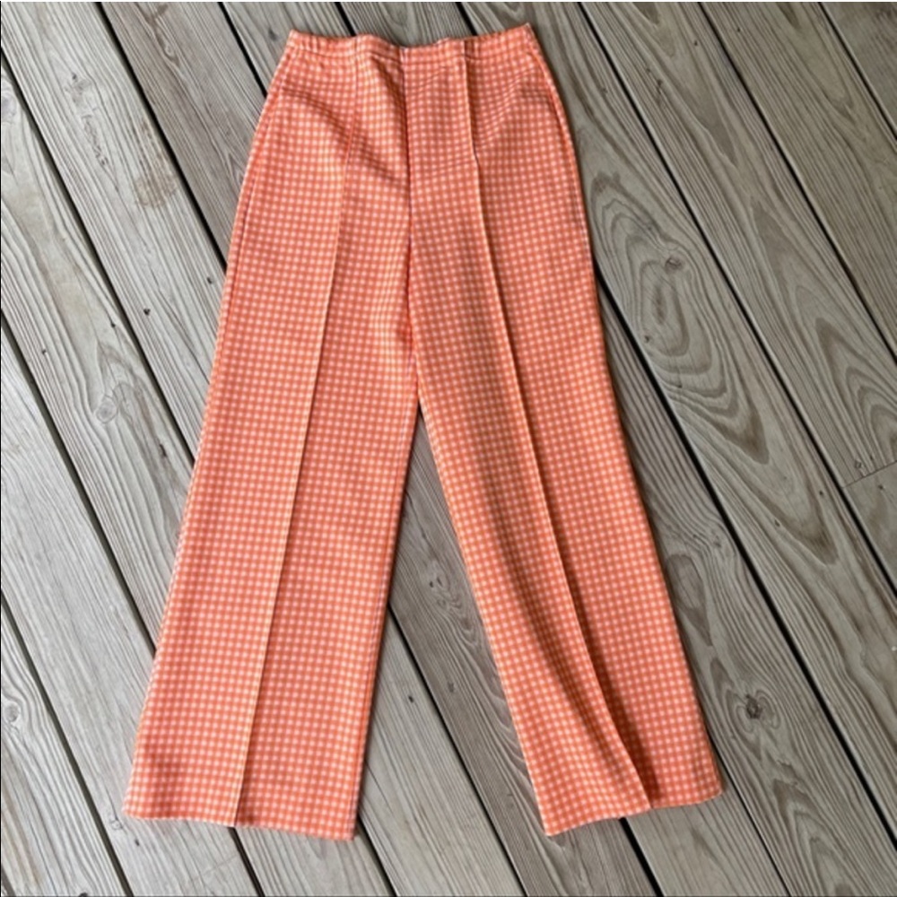 Vintage 60s polyester orange gingham pants 12